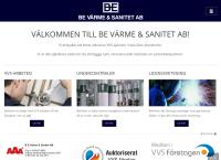 Webbsida från B E Värme & Sanitet AB