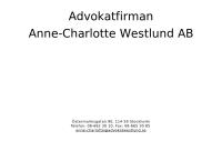 Advokatfirman Anne-Charlotte Westlund Aktiebolag