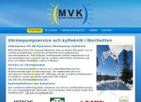 Webbsida från Myrestam Värmepump Kylteknik/MVK