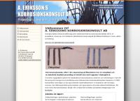 Webbsida från A. Erikssons Korrosionskonsult Aktiebolag