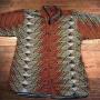 Shirt in mild red and grey with very interesting and intricate pattern